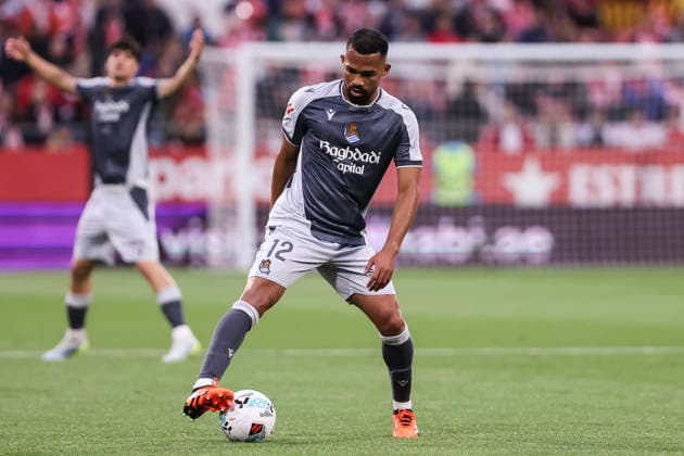 May 14, 2026, Girona, Girona, SPAIN: Yangel Herrera of Real Sociedad in action during the Spanish league, LaLiga EA Sports, football match played between Girona FC and Real Sociedad at Montilivi stadium on May 14, 2026 in Girona, Spain. Girona SPAIN - ZUMAa181 20260514_zaa_a181_030 Copyright: xJavierxBorregox