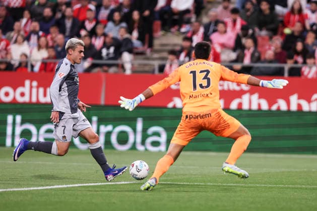 May 14, 2026, Girona, Girona, SPAIN: Ander Barrenetxea of Real Sociedad and Paulo Gazzaniga of Girona FC in action during the Spanish league, LaLiga EA Sports, football match played between Girona FC and Real Sociedad at Montilivi stadium on May 14, 2026 in Girona, Spain. Girona FC V Real Sociedad - LaLiga EA Sports  - ZUMAa181 20260514_zaa_a181_034 Copyright: xJavierxBorregox