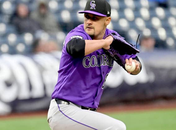 Colorado Rockies pitcher Brennan Bernardino (83) throws during the second inning against the Pittsburgh Pirates on Thursday, May 14, 2026 in Pittsburgh.  PIT2026051416 ArchiexCarpenter