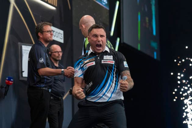 2026 BetMGM Premier League Darts, Night 15, Birmingham Gerwyn Price celebrates winning against Michael van Gerwen during the 2026 BetMGM Premier League Darts, Night 15 at the Utilita Arena, Birmingham, England on 14 May 2026 Credit: Alex Young Every Second Media Editorial use only. All images are copyright Every Second Media Limited. No images may be reproduced without prior permission. Copyright: xIMAGO EveryxSecondxMediax ESM-1992-0014 AlexxYoungx xEveryxSecondxMediax