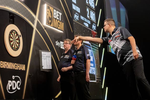 Darts BetMGM Premier League Gian van Ween during the BetMGM Premier League darts, at Utilita Arena, Birmingham, UK on 14 May 2026. Birmingham Utilita Arena Midlands UK Editorial use only , Copyright: xManjitxNarotrax PSI-24244-0022