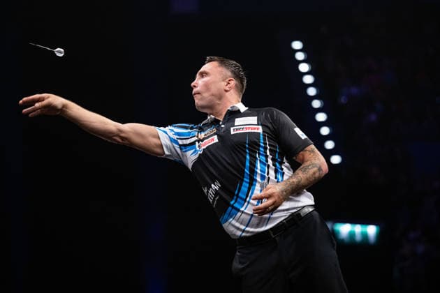 RECORD DATE NOT STATED 14th May 2026, Utilita Arena, Birmingham, Midlands, England; 2026 PDC Bet MGM Premier League Darts Night Fourteen; Gerwyn Price in action on the oche in his quarter final match against Michael van Gerwen GodfreyxPitt