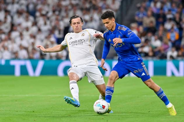 May 14, 2026, Madrid, Madrid, Spain: ALVARO CARRERAS of Real Madrid CF in action during the match corresponding to the thirty-six round of the 2025 26 First Division National League Championship between REAL MADRID C.F. Vs REAL OVIEDO, played at the Bernabeu Stadium on May 14, 2026, in Madrid, Spain. Madrid Spain - ZUMAc312 20260514_zsp_c312_015 Copyright: xOscarxManuelxSanchezx