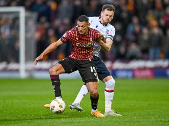 Bradford City v Bolton Wanderers Sky Bet League 1 Kayden Jackson of Bradford City the Sky Bet League 1 Play-Off Semi-Final Second Leg match at the University of Bradford Stadium, Bradford 14 05 2026 UK Newspapers OUT Copyright: xKarlxVallantinex FIL-23430-0032
