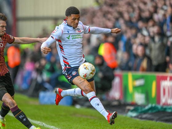 Bradford City v Bolton Wanderers Sky Bet League 1 Sonny Sharples-Ahmed of Bolton Wanderers the Sky Bet League 1 Play-Off Semi-Final Second Leg match at the University of Bradford Stadium, Bradford 14 05 2026 UK Newspapers OUT Copyright: xKarlxVallantinex FIL-23430-0025