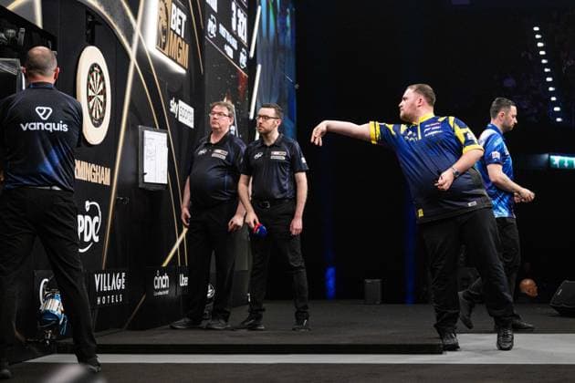 RECORD DATE NOT STATED 14th May 2026, Utilita Arena, Birmingham, Midlands, England; 2026 PDC Bet MGM Premier League Darts Night Fourteen; Luke Littler in action on the oche in his semi final match against Luke Humphries GodfreyxPitt