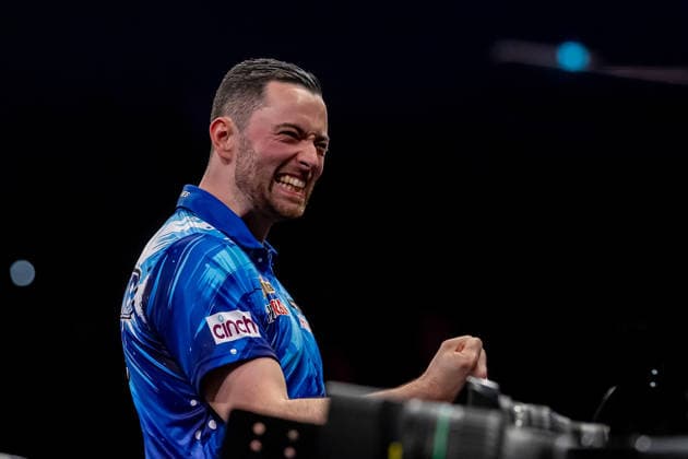 Darts BetMGM Premier League Luke Humphries celebrates winnin the Final after the BetMGM Premier League darts, at Utilita Arena, Birmingham, UK on 14 May 2026. Birmingham Utilita Arena Midlands UK Editorial use only , Copyright: xManjitxNarotrax PSI-24244-0047
