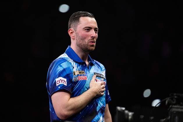 RECORD DATE NOT STATED 14th May 2026, Utilita Arena, Birmingham, Midlands, England; 2026 PDC Bet MGM Premier League Darts Night Fourteen; Luke Humphries celebrates winning the final against Gerwyn Price GodfreyxPitt