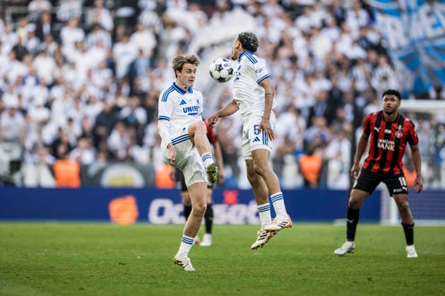 FC Copenhagen v FC Midtjylland, Oddset Cup final 2026, Copenhagen, Denmark Copenhagen, Denmark. 14th, May 2026. William Clem (L) and Gabriel Pereira (5) of FC Copenhagen seen during the 2026 Oddset Cup final between FC Copenhagen and FC Midtjylland at Parken in Copenhagen. Denmark, Copenhagen  Copyright: xGonzalesxPhoto LassexLagonix