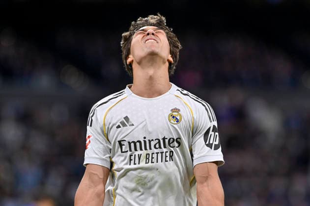 May 14, 2026, Madrid, Madrid, Spain: GONZALO GARCIA of Real Madrid CF Celebrating the first goal of the game, touching his jersey, and thanking his teammates during the match corresponding to the thirty-six round of the 2025 26 First Division National League Championship between REAL MADRID C.F. Vs REAL OVIEDO, played at the Bernabeu Stadium on May 14, 2026, in Madrid, Spain. Madrid Spain - ZUMAc312 20260514_zsp_c312_052 Copyright: xOscarxManuelxSanchezx