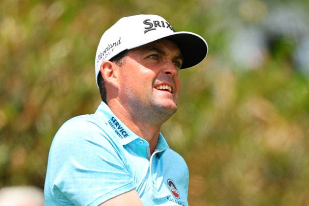NEWTON SQUARE, PA - MAY 14: Keegan Bradley of the United States tees off at the first tee during round 1 of the 2026 PGA, Golf Herren Championship on May 14, 2026 at Aronimink Golf Club in Newtown Square, Pennsylvania. (Photo by Rich Graessle Icon Sportswire) GOLF: MAY 14 PGA PGA Championship EDITORIAL USE ONLY Icon260514255701