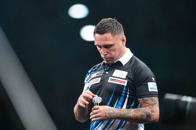 RECORD DATE NOT STATED 14th May 2026, Utilita Arena, Birmingham, Midlands, England; 2026 PDC Bet MGM Premier League Darts Night Fourteen; Gerwyn Price checks his flights GodfreyxPitt