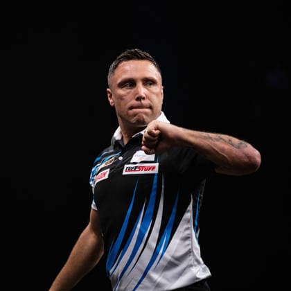 RECORD DATE NOT STATED 14th May 2026, Utilita Arena, Birmingham, Midlands, England; 2026 PDC Bet MGM Premier League Darts Night Fourteen; Gerwyn Price celebrates winning a leg in his semi final match against Gian van Veen GodfreyxPitt