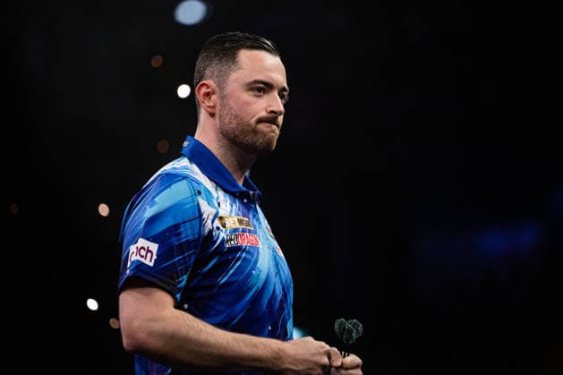 RECORD DATE NOT STATED 14th May 2026, Utilita Arena, Birmingham, Midlands, England; 2026 PDC Bet MGM Premier League Darts Night Fourteen; Luke Humphries celebrates winning his semi final match against Luke Littler GodfreyxPitt