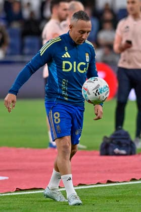 May 15, 2026, Madrid, Madrid, Spain: CAZORLA SANTI of Real Oviedo during the match corresponding to the thirty-six round of the 2025 26 First Division National League Championship between REAL MADRID C.F. Vs REAL OVIEDO, played at the Bernabeu Stadium on May 14, 2026, in Madrid, Spain. Madrid Spain - ZUMAc312 20260515_zsp_c312_085 Copyright: xOscarxManuelxSanchezx