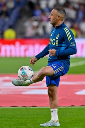 May 15, 2026, Madrid, Madrid, Spain: CAZORLA SANTI of Real Oviedo during the match corresponding to the thirty-six round of the 2025 26 First Division National League Championship between REAL MADRID C.F. Vs REAL OVIEDO, played at the Bernabeu Stadium on May 14, 2026, in Madrid, Spain. Madrid Spain - ZUMAc312 20260515_zsp_c312_086 Copyright: xOscarxManuelxSanchezx