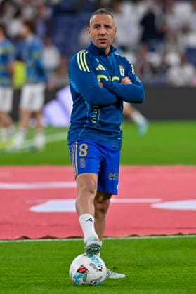 May 15, 2026, Madrid, Madrid, Spain: CAZORLA SANTI of Real Oviedo during the match corresponding to the thirty-six round of the 2025 26 First Division National League Championship between REAL MADRID C.F. Vs REAL OVIEDO, played at the Bernabeu Stadium on May 14, 2026, in Madrid, Spain. Madrid Spain - ZUMAc312 20260515_zsp_c312_091 Copyright: xOscarxManuelxSanchezx