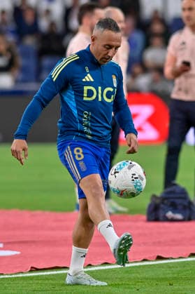 May 15, 2026, Madrid, Madrid, Spain: CAZORLA SANTI of Real Oviedo during the match corresponding to the thirty-six round of the 2025 26 First Division National League Championship between REAL MADRID C.F. Vs REAL OVIEDO, played at the Bernabeu Stadium on May 14, 2026, in Madrid, Spain. Madrid Spain - ZUMAc312 20260515_zsp_c312_095 Copyright: xOscarxManuelxSanchezx