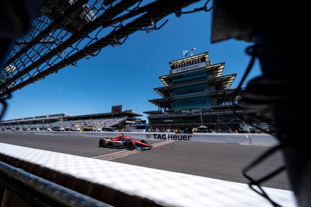 May 14, 2026, Speedway, In, USA: NTT IndyCar, Indy Car, IRL, USA SERIES driver, STING RAY ROBB (77) (USA) of Payette, ID, crosses the yard of bricks during a practice session for the Indianapolis 500 race at the Indianapolis Motor Speedway in SPEEDWAY IN. NTT INDYCAR SERIES: May 14, 2026: Indianapolis 500: Sting Ray Robb - ZUMAa161 20260514_aaa_a161_011 Copyright: xWalterxG.xArcexSr.x