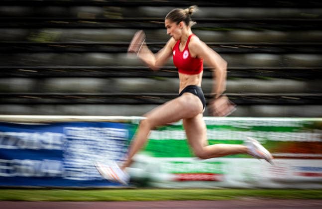 7. Wiesbadener Sprungmeeting - WI JUMP!; Wiesbaden, 14.05.2026 Finja Köchling (Eintracht Frankfurt e.V.) im Weitsprung; 7. Wiesbadener Sprungmeeting - WI JUMP! am 14.05.2026 im Helmut-Schön-Sportpark in Wiesbaden (Hessen). Copyright: xBEAUTIFULxSPORTS R.xSchmittx