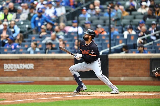 MLB, Baseball Herren, USA Tigers Vs. Mets Detroit Tigers player Riley Greene 31 singles during the first inning of the baseball game against the New York Mets at Citi Field in Flushing, New York, on May 14, 2026. Flushing N.Y. United States  Copyright: xGordonxDonovanx originalFilename:donovan-mlbtiger260514_np2qe.jpg