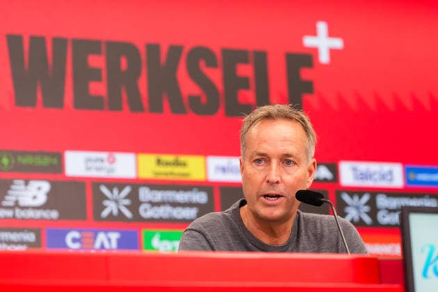 15.05.2026, xydrx, Fußball, Pressekonferenz Bayer 04 Leverkusen mit Cheftrainer Kasper Hjulmand vor dem Bundesliga Spiel gegen den Hamburger SV in der BayArena, Saison 2025 2026 DFB regulations prohibit any use of photographs as image sequences and or quasi-video. Copyright: HMBxMedia YannisxDreimann