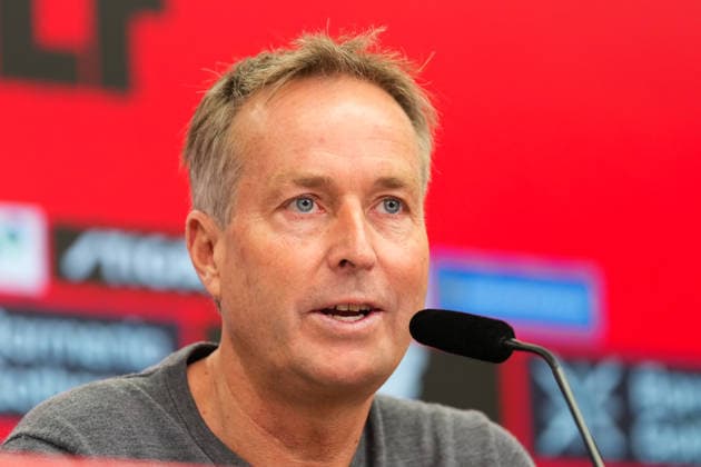 15.05.2026, xydrx, Fußball, Pressekonferenz Bayer 04 Leverkusen mit Cheftrainer Kasper Hjulmand vor dem Bundesliga Spiel gegen den Hamburger SV in der BayArena, Saison 2025 2026 DFB regulations prohibit any use of photographs as image sequences and or quasi-video. Copyright: HMBxMedia YannisxDreimann