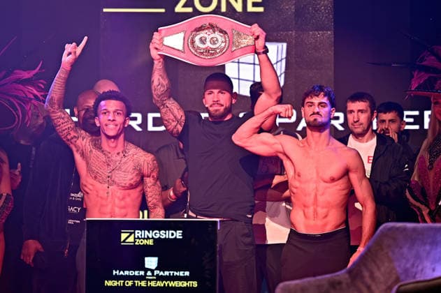Ringside Series 2026 – Night of the Heavyweights . Franklyn Dwomoh , Florian Winter und Devrim Gökduman anläßlich einer Pressekonferenz zum Kampfsport-Event Ringside Series 2026 – Night of the Heavyweights am 14.05.2026 im Palazzo Mannheim.