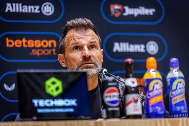 Club s head coach Ivan Leko pictured during a press conference, PK, Pressekonferenz of Belgian soccer team Club Brugge KV, Friday 15 May 2026 in Brugge, regarding their lasts games of the Champion s Play-Off (PO 1) competition of the Jupiler Pro League. KURTxDESPLENTER  x173965439x