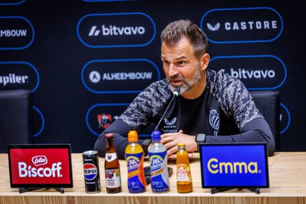 Club s head coach Ivan Leko pictured during a press conference, PK, Pressekonferenz of Belgian soccer team Club Brugge KV, Friday 15 May 2026 in Brugge, regarding their lasts games of the Champion s Play-Off (PO 1) competition of the Jupiler Pro League. KURTxDESPLENTER  x173965568x