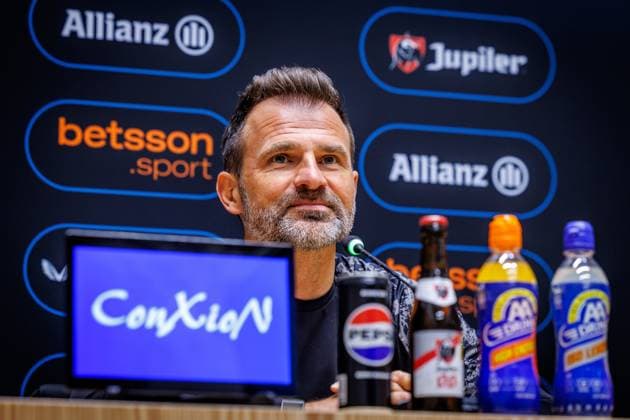 Club s head coach Ivan Leko pictured during a press conference, PK, Pressekonferenz of Belgian soccer team Club Brugge KV, Friday 15 May 2026 in Brugge, regarding their lasts games of the Champion s Play-Off (PO 1) competition of the Jupiler Pro League. KURTxDESPLENTER  x173965922x