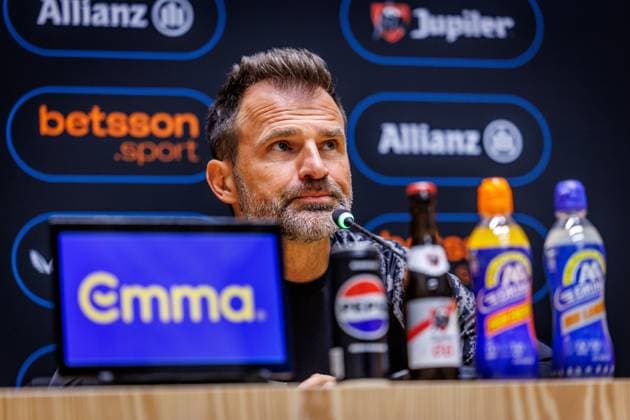 Club s head coach Ivan Leko pictured during a press conference, PK, Pressekonferenz of Belgian soccer team Club Brugge KV, Friday 15 May 2026 in Brugge, regarding their lasts games of the Champion s Play-Off (PO 1) competition of the Jupiler Pro League. KURTxDESPLENTER  x173965930x