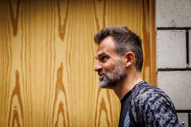 Club s head coach Ivan Leko pictured during a press conference, PK, Pressekonferenz of Belgian soccer team Club Brugge KV, Friday 15 May 2026 in Brugge, regarding their lasts games of the Champion s Play-Off (PO 1) competition of the Jupiler Pro League. KURTxDESPLENTER  x173965949x