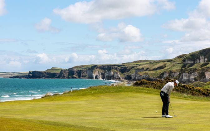 REPRO FREE *PRESS RELEASE NO REPRODUCTION FEE* EDITORIAL USE ONLY North of Ireland Men s Amateur Open, Royal Portrush Golf Club, Portrush 15 5 2026 Dylan Keating putts on the 5th green Dylan Keating putts on the 5th green 15 5 2026  Copyright: x INPHO NickxElliottx NE1L8435