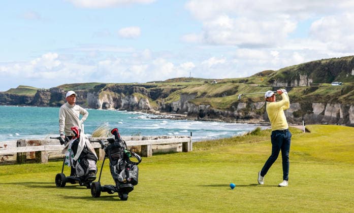 REPRO FREE *PRESS RELEASE NO REPRODUCTION FEE* EDITORIAL USE ONLY North of Ireland Men s Amateur Open, Royal Portrush Golf Club, Portrush 15 5 2026 Robbie Cannon tees off on the 6th hole Robbie Cannon tees off on the 6th hole 15 5 2026  Copyright: x INPHO NickxElliottx NE1L8488
