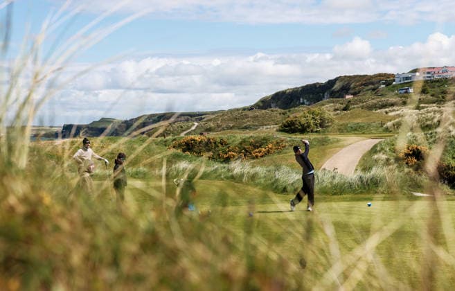REPRO FREE *PRESS RELEASE NO REPRODUCTION FEE* EDITORIAL USE ONLY North of Ireland Men s Amateur Open, Royal Portrush Golf Club, Portrush 15 5 2026 Patrick Curran tees off on the 9th hole Patrick Curran tees off on the 9th hole 15 5 2026  Copyright: x INPHO NickxElliottx NE1L8759