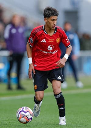 Manchester, England, 14th May 2026. Joseph Junior Andreou Gabriel (JJ Gabriel) of Manchester United, ManU during the Manchester City U18 vs Manchester United U18 FA Youth Cup Final match at the Academy Stadium, Manchester. Picture credit should read: Cody Froggatt Sportimage EDITORIAL USE ONLY. No use with unauthorised audio, video, data, fixture lists, club league logos or live services. Online in-match use limited to 120 images, no video emulation. No use in betting, games or single club league player publications. SPI_122_CF_MANCHESTER_CITY_U18_V_MANCHESTER_UNITED_U18 SPI-4801-0120