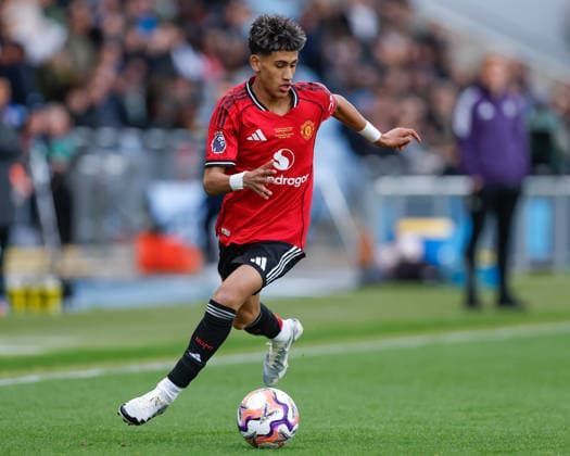 Manchester, England, 14th May 2026. Joseph Junior Andreou Gabriel (JJ Gabriel) of Manchester United, ManU during the Manchester City U18 vs Manchester United U18 FA Youth Cup Final match at the Academy Stadium, Manchester. Picture credit should read: Cody Froggatt Sportimage EDITORIAL USE ONLY. No use with unauthorised audio, video, data, fixture lists, club league logos or live services. Online in-match use limited to 120 images, no video emulation. No use in betting, games or single club league player publications. SPI_126_CF_MANCHESTER_CITY_U18_V_MANCHESTER_UNITED_U18 SPI-4801-0124