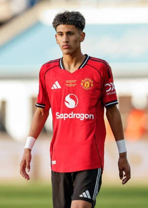 Manchester, England, 14th May 2026. Joseph Junior Andreou Gabriel (JJ Gabriel) of Manchester United, ManU during the Manchester City U18 vs Manchester United U18 FA Youth Cup Final match at the Academy Stadium, Manchester. Picture credit should read: Cody Froggatt Sportimage EDITORIAL USE ONLY. No use with unauthorised audio, video, data, fixture lists, club league logos or live services. Online in-match use limited to 120 images, no video emulation. No use in betting, games or single club league player publications. SPI_169_CF_MANCHESTER_CITY_U18_V_MANCHESTER_UNITED_U18 SPI-4801-0167