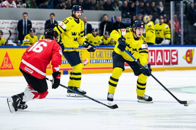 260515 Albert Johansson of Sweden during the 2026 IIHF Ice hockey, Eishockey World Championship, WM, Weltmeisterschaft match between Canada and Sweden on May 15, 2026 in Fribourg. Photo: Jesper Zerman BILDBYRAN kod JZ JZ0714 ishockey ice hockey ishockey-vm 2026 vm 2026 iihf world championship kanada canada sverige sweden bbeng Copyright: JESPERxZERMAN BB260515BB162