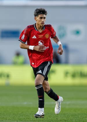 Manchester, England, 14th May 2026. Joseph Junior Andreou Gabriel (JJ Gabriel) of Manchester United, ManU during the Manchester City U18 vs Manchester United U18 FA Youth Cup Final match at the Academy Stadium, Manchester. Picture credit should read: Cody Froggatt Sportimage EDITORIAL USE ONLY. No use with unauthorised audio, video, data, fixture lists, club league logos or live services. Online in-match use limited to 120 images, no video emulation. No use in betting, games or single club league player publications. SPI_202_CF_MANCHESTER_CITY_U18_V_MANCHESTER_UNITED_U18 SPI-4801-0200