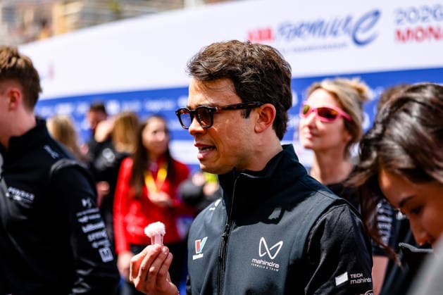 Nyck de Vries (Mahindra Racing, 21) im Interview im Media Pen, ABB FIA Formula E World Championship, WM, Weltmeisterschaft Monaco e-Prix 2026, Monte Carlo, Saison 12 2025 26, Runde 9, 15.05.2026, ABB FIA Formula E World Championship, Monaco e-Prix 2026, Monte Carlo, Saison 12 2025 26, Runde 9, 15.05.2026 Monte Carlo Copyright: xEibner-Pressefoto LauraxRoemerx EP_LRR