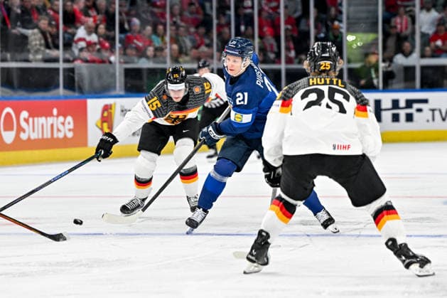 ZURICH, SWITZERLAND - MAY 15: Patrik Puistola of Finland in action during the 2026 IIHF Ice hockey, Eishockey World Championship, WM, Weltmeisterschaft Switzerland game between Finland and Germany at Swiss Life Arena on May 15, 2026 in Zurich, Zurich. Zurich Swiss Life Arena Zurich Switzerland Copyright: xJustPictures.ch AndreaxBrancax jp-en-EuSpIm-JP7_ANB_Fin_Ger_15052026_8109