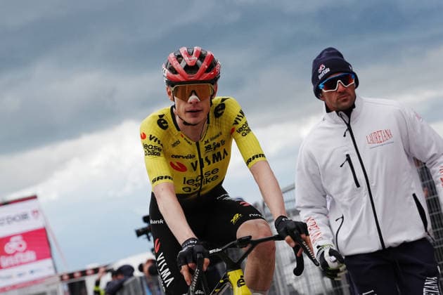 Denmark™s Jonas Vingegaard Hansen of Team Visma Lease A Bike winner stage during Stage 7 of the Giro d™Italia, from Formia to Blockhaus, Italy, Friday, May 15, 2026.  Copyright: xGianxMattiaxD™Alberto LaPressex