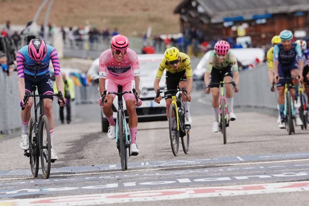 Portugal™s Afonso Oliveira Eulalio of Bahrain Victorious pink jersey during Stage 7 of the Giro d™Italia, from Formia to Blockhaus, Italy, Friday, May 15, 2026.  Copyright: xGianxMattiaxD™Alberto LaPressex
