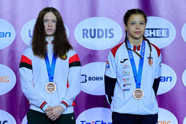 U17, U 17 Wrestling European Championships Podium 46kg WW - Bronze: Darya Nahornaya (BLR), Lara Blazekovic (CRO) Samokov Arena Samokov Bulgaria