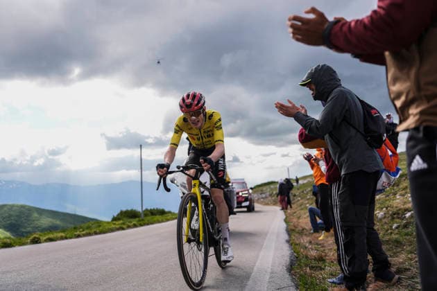 Denmark™s Jonas Vingegaard Hansen of Team Visma Lease A Bike during Stage 7 of the Giro d™Italia, from Formia to Blockhaus, Italy, Friday, May 15, 2026.  Copyright: xFabioxFerrari LaPressex