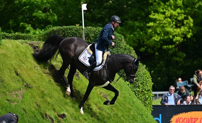 GER; Al Shira aa Deutsches Spring- & Dressur Derby Hamburg 15.05.2026, GER; Al Shira aa Deutsches Spring- & Dressur Derby Hamburg, Preis der Dreame.de - CSI4* Al Shira aa Derby Tour: 2. Qualifikation zum Deutsches Spring-Derby im Bild Michael Grimm (GER) auf Duplexx am Wall