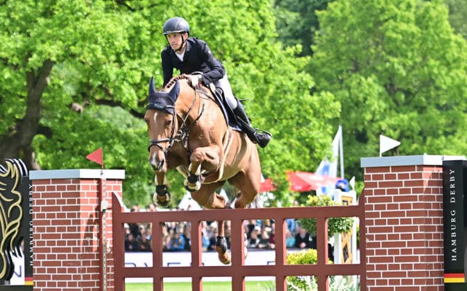 GER; Al Shira aa Deutsches Spring- & Dressur Derby Hamburg 15.05.2026, GER; Al Shira aa Deutsches Spring- & Dressur Derby Hamburg, Preis der Dreame.de - CSI4* Al Shira aa Derby Tour: 2. Qualifikation zum Deutsches Spring-Derby im Bild Marvin Juengel (Jüngel GER) auf Balou s Erbin OLD