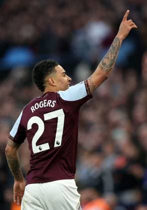 Morgan Rogers of Aston Villa celebrates scoring a goal to make the score 1-0 Aston Villa v Liverpool, Premier League, Football, Villa Park, Birmingham, UK - 15 May 2026Birmingham Villa Park United Kingdom EDITORIAL USE ONLY No use with unauthorised audio, video, data, fixture lists, club league logos or live services. Online in-match use limited to 120 images, no video emulation. No use in betting, games or single club league player publications. Copyright: xKieranxMcManus Shutterstockx 16876814aj